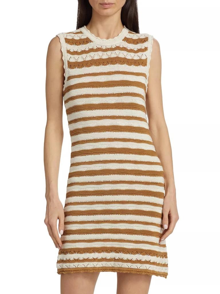 VERONICA BEARD Templeton Crochet-Knit Striped Minidress 3
