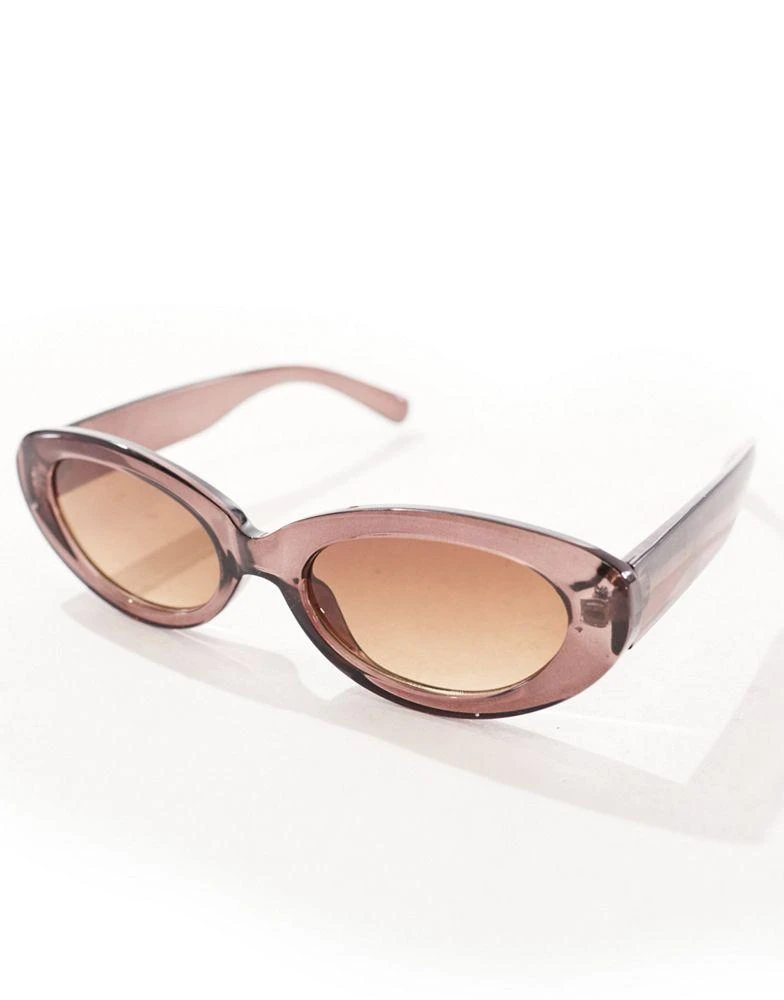 ASOS ASOS DESIGN oval sunglasses in crystal brown 4