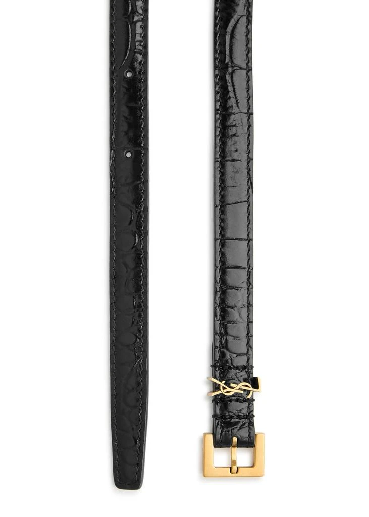 Yves Saint Laurent Cassandre Extra Thin crocodile-effect leather belt 3