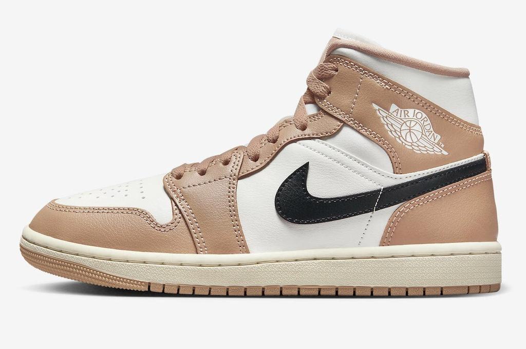Jordan Air  1 Mid BQ6472-103 Women US 9 Sail Black Desert Lifestyle Shoes GBNC291