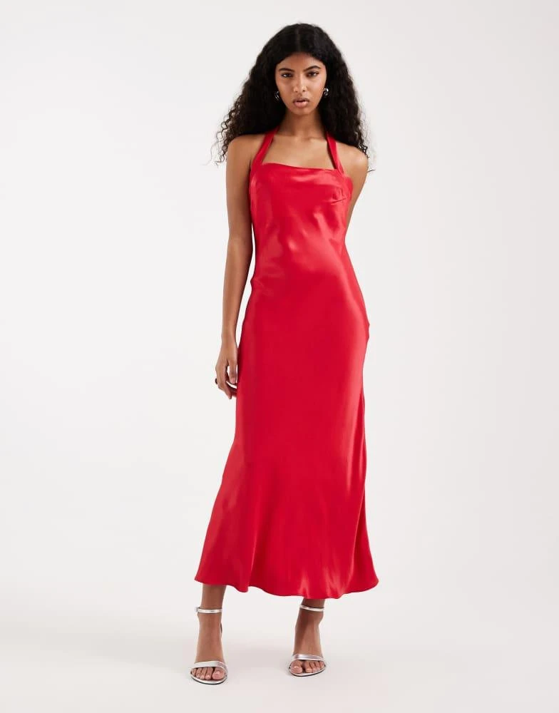 strapless open back dress Beautiful Bella Red Mesh Bardot Mini Maxi Dress main image 0