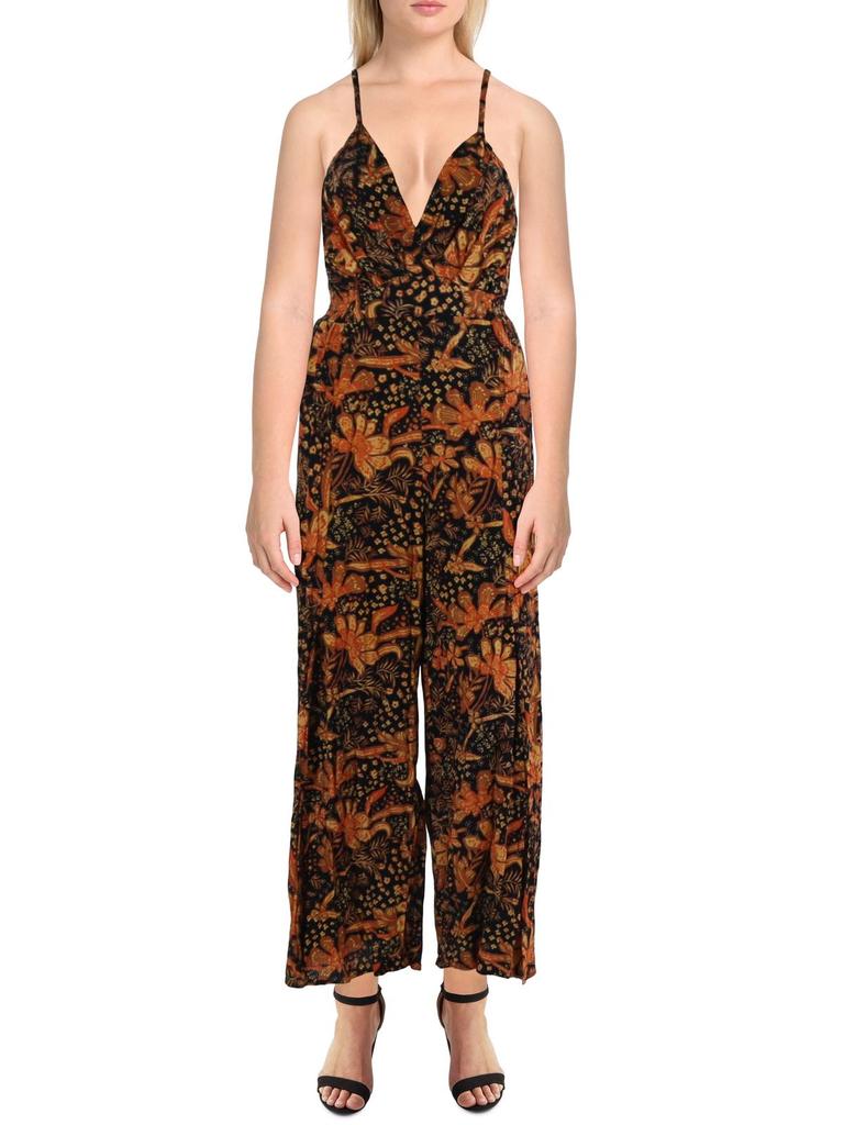 Angie Womens Printed Slit Jumpsuit