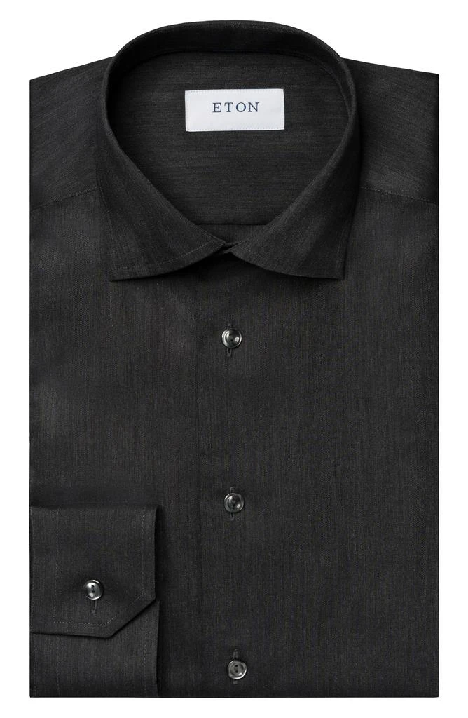 Eton Slim Fit Cotton Herringbone Flannel Dress Shirt 4