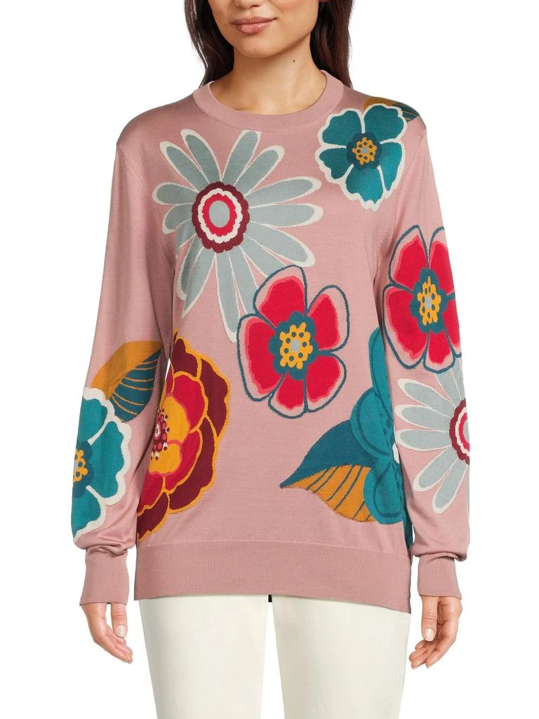 Dolce 
Gabbana ​Floral-Print Silk Crewneck Sweater 1