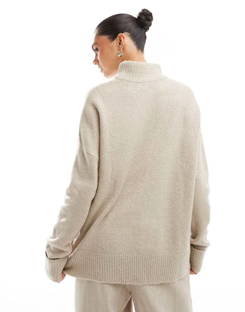 Brave Soul Brave Soul fluffy knit jumper in beige 4