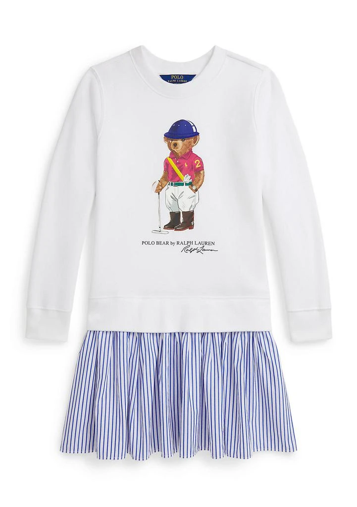 Ralph Lauren Girls 7-16 Polo Bear Striped-Skirt Fleece Dress