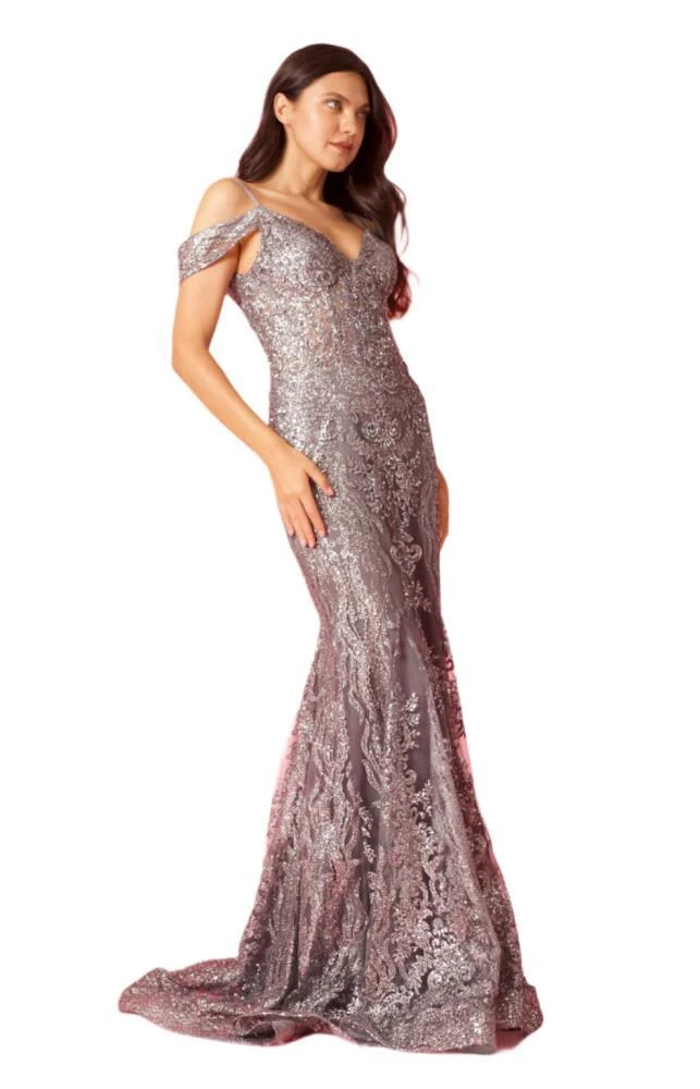 TRUEDAMES Off Shoulder Sequin Corset-Style Formal Gown Dress 3