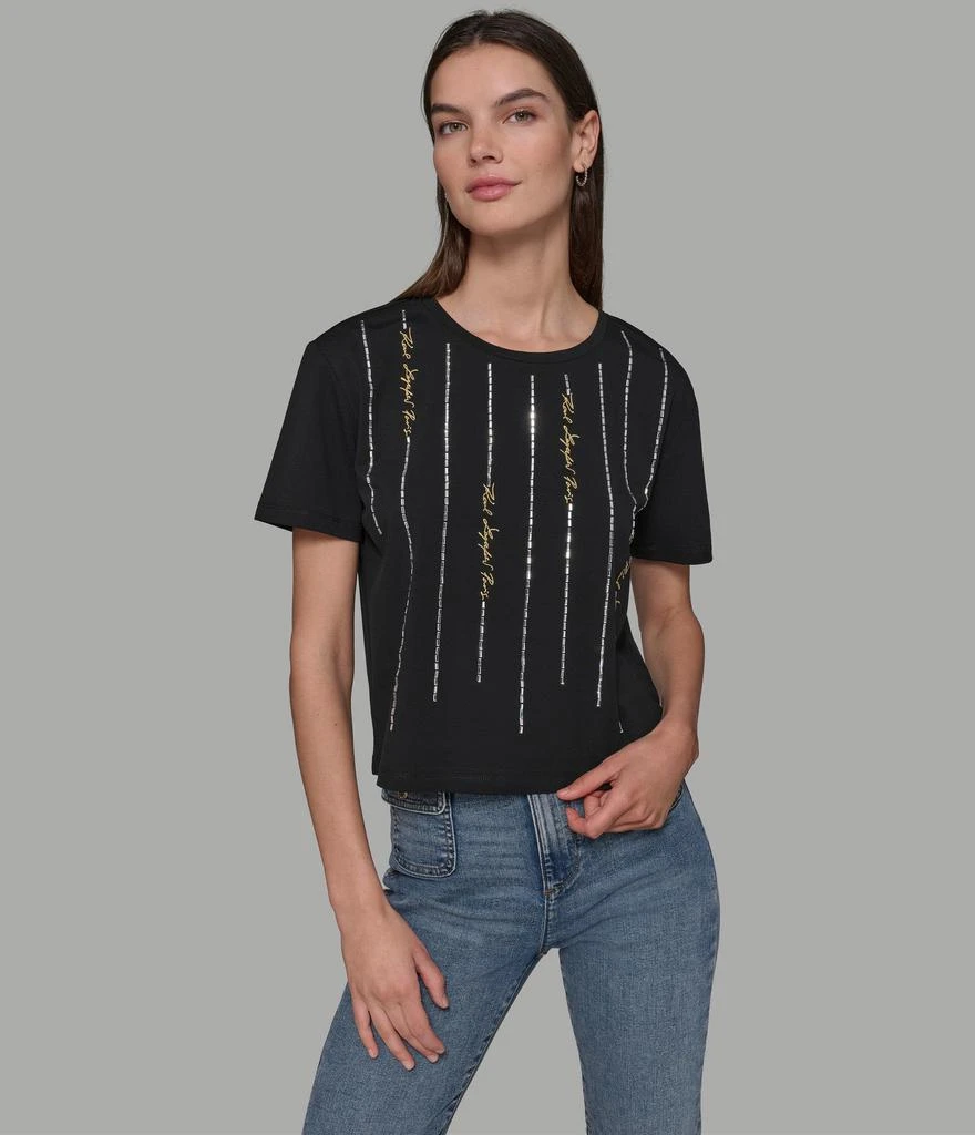 Karl Lagerfeld Paris CRYSTAL SCRIPT TEE from undefined