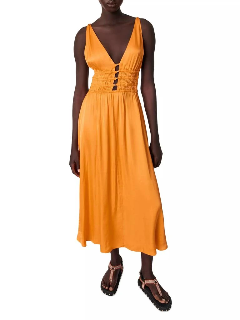 Maje Satin-Look Midi Dress 2