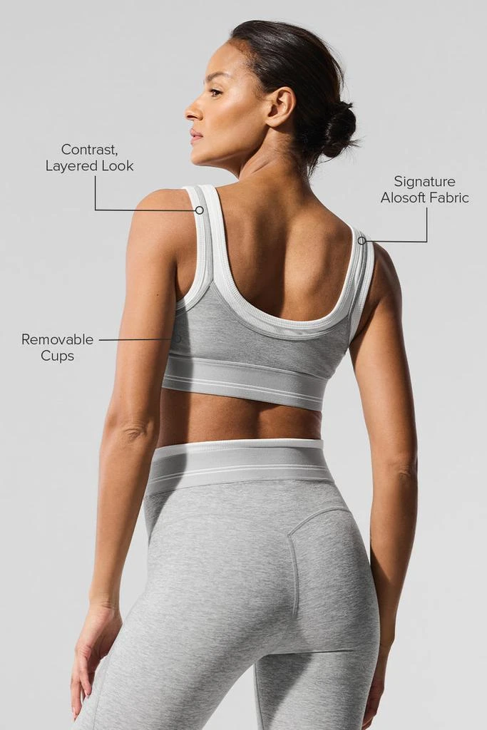 Alo Alosoft Better Together Bra - Athletic Heather Grey/White 2