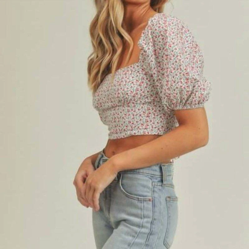 Lush Floral Print Crop Top 2