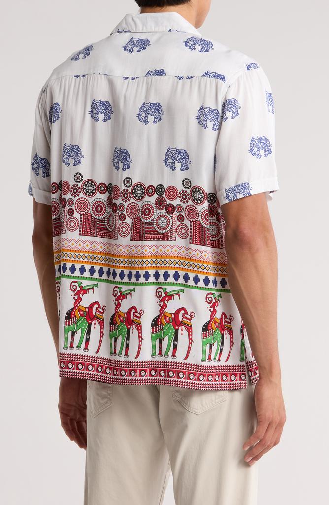 Raga Elephant Short Sleeve Button-Up Shirt