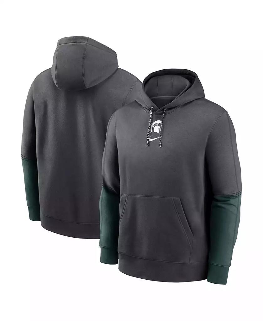 NIKE Men's Anthracite/Green Michigan State Spartans 2024 Sideline Club Pullover Hoodie