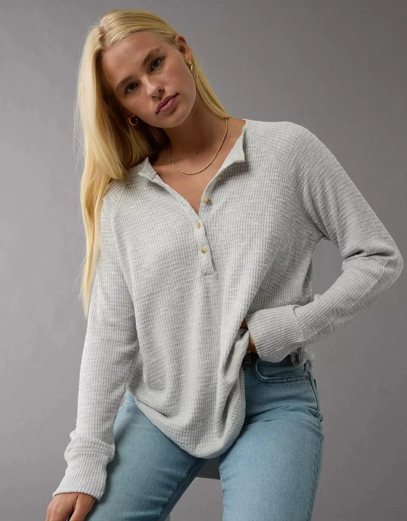AE AE Plush Long-Sleeve Henley T-Shirt 5