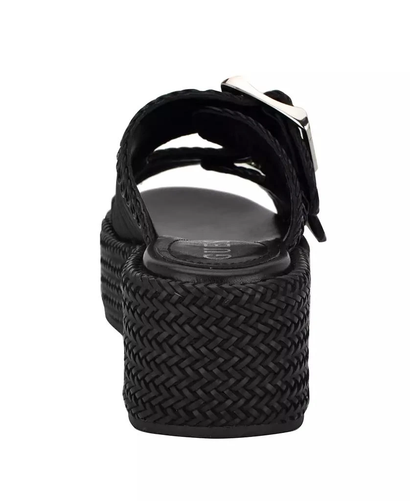 GUESS Women's Binks Double-Buckle Woven Platform Wedge Sandals 3