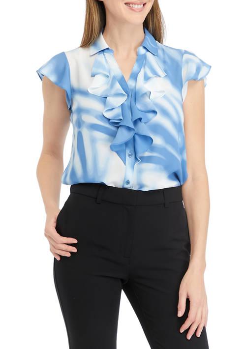 Calvin klein ruffle sleeve blouse online