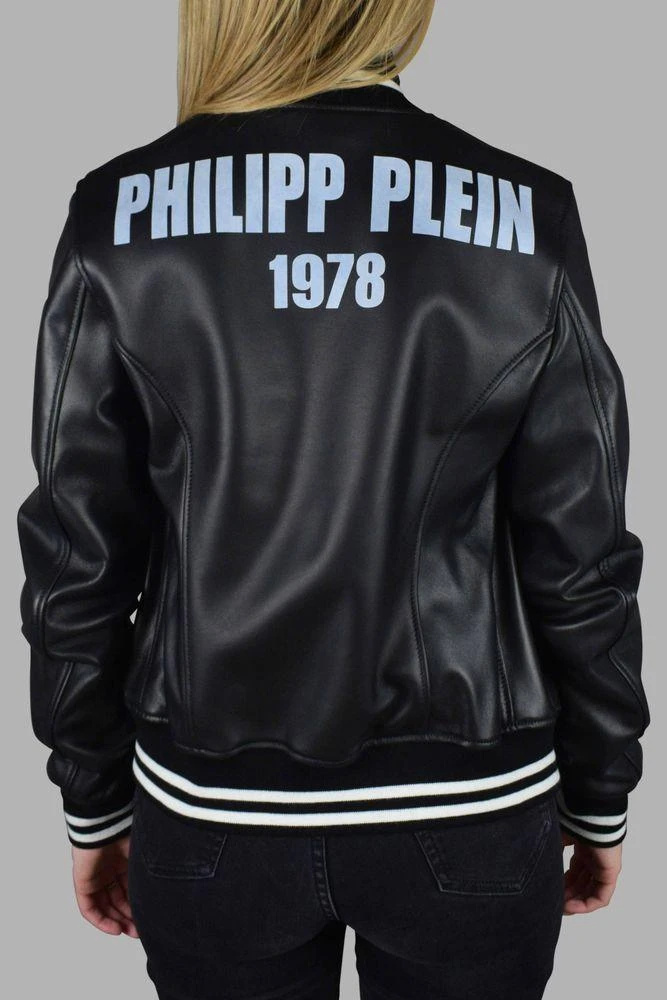 Philipp Plein Leather Bomber Jacket With Heart 5