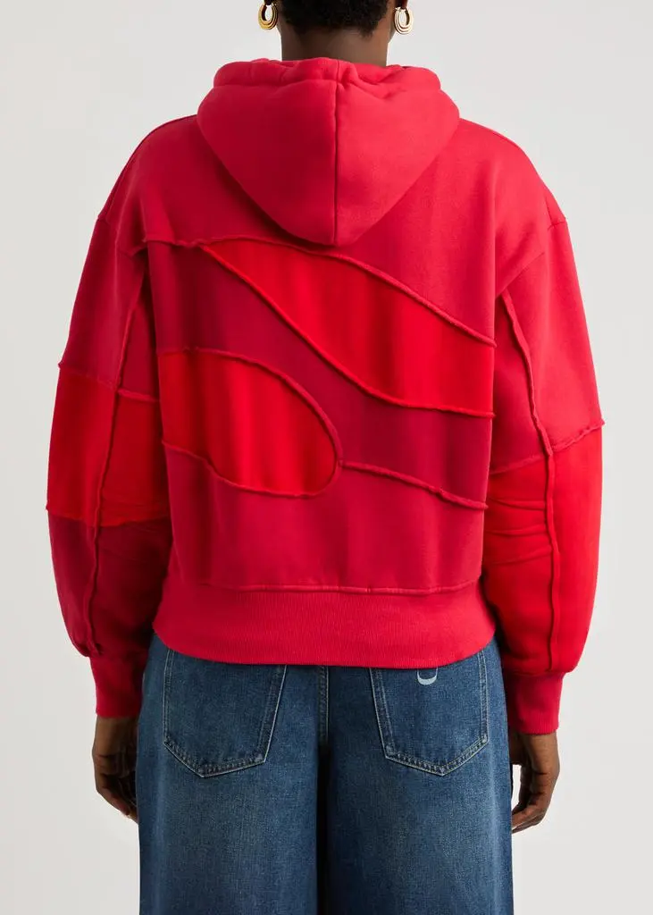 House Of Sunny Landscape panelled hooded cotton-blend sweatshirt 3