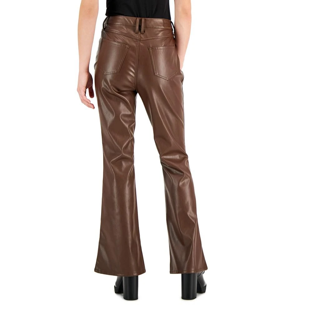 Dollhouse Juniors' Glossy High Rise Faux-Leather Flare Jeans 2