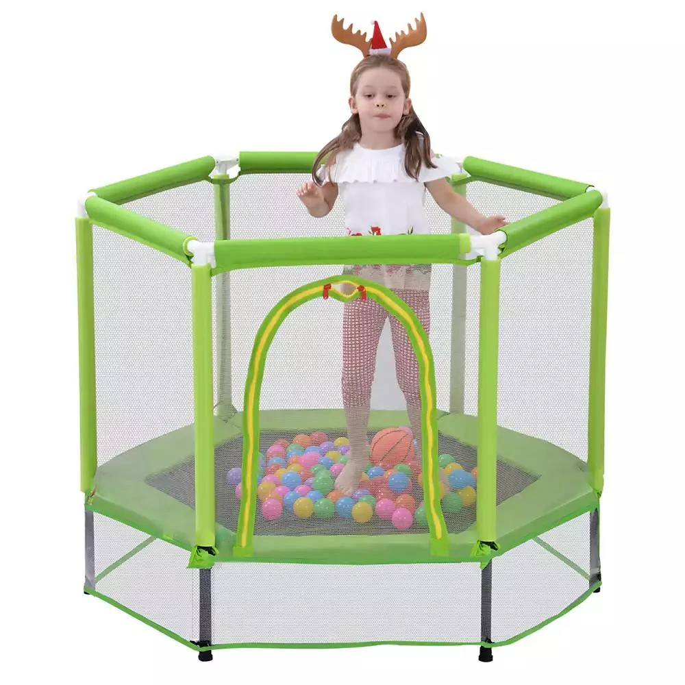 Streamdale Furniture Streamdale 55" Kids Trampoline with Safety Net 
Balls Indoor/Outdoor Fun 9