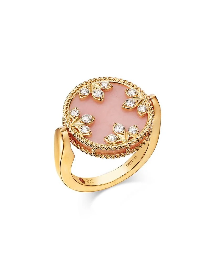 Roberto Coin 18K Yellow Gold Diamond, Pink Opal 
Mother of Pearl Venetian Princess Medallion Reversible Ring 1