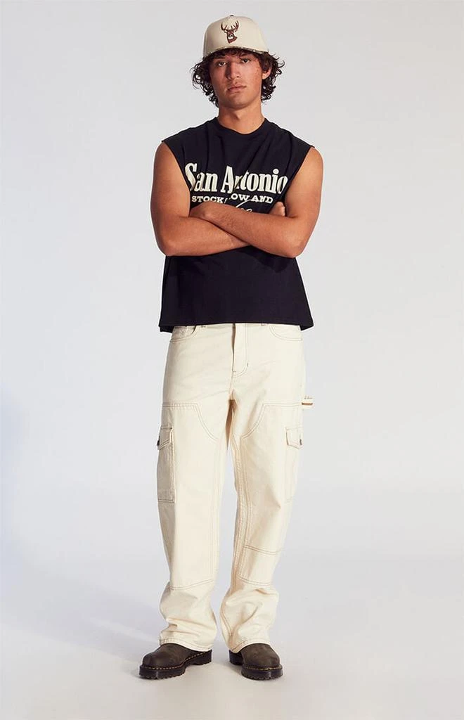 PacSun Dylan Baggy Jeans Cowboy Cargo Cream 1