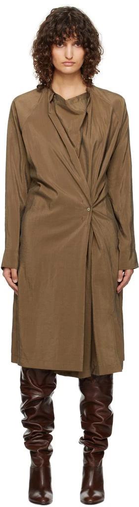 Lemaire Tan Twisted Blouse Dry Silk Midi Dress 1