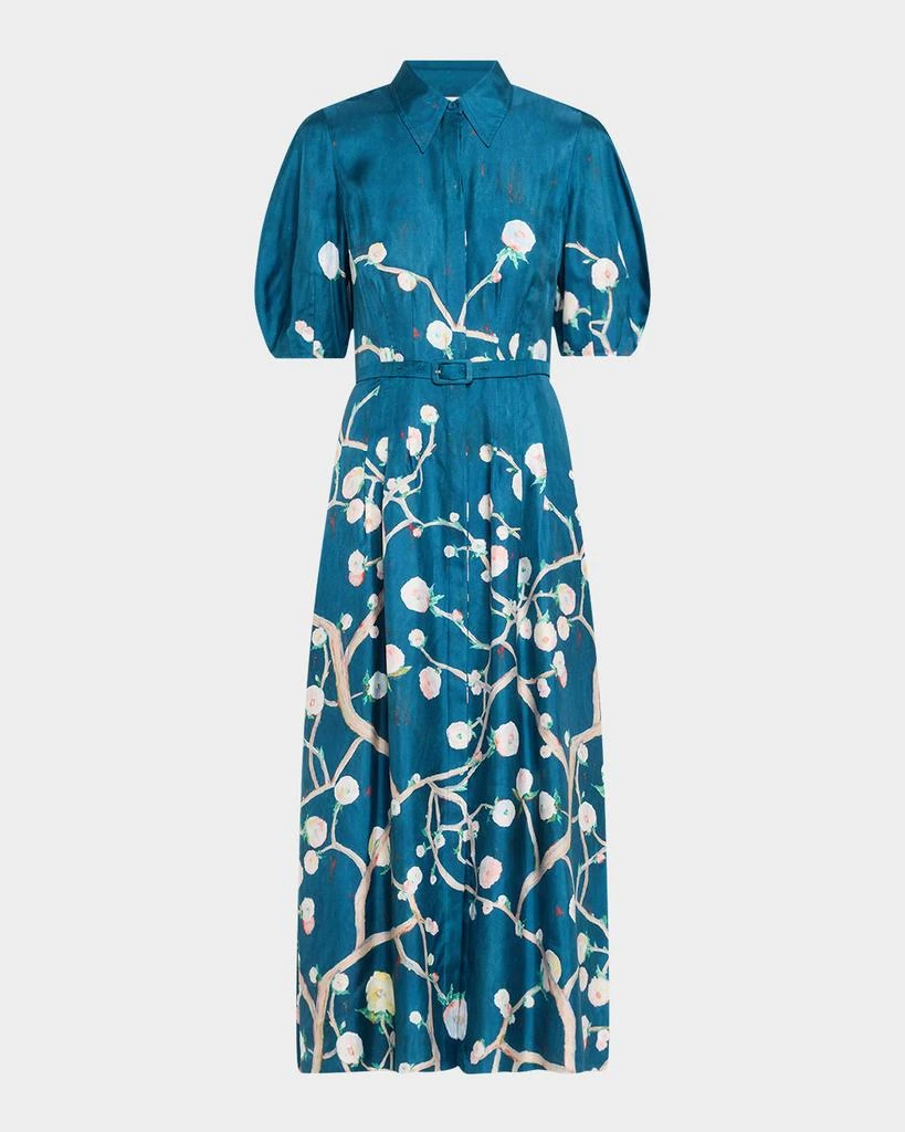 Gabriela Hearst Maude Floral Pleated Midi Shirtdress With Belt 1