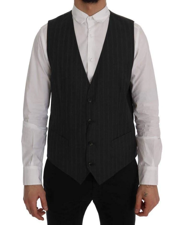 Dolce & Gabbana Dolce & Gabbana  Gray STAFF Wool Stretch Vest 1