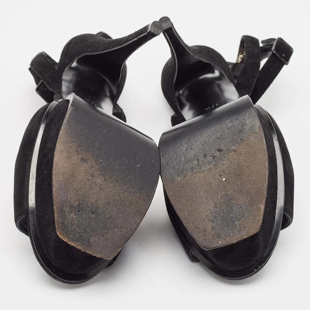 Yves Saint Laurent Saint Laurent Black Suede Ankle Strap Platform Sandals Size 37.5 6