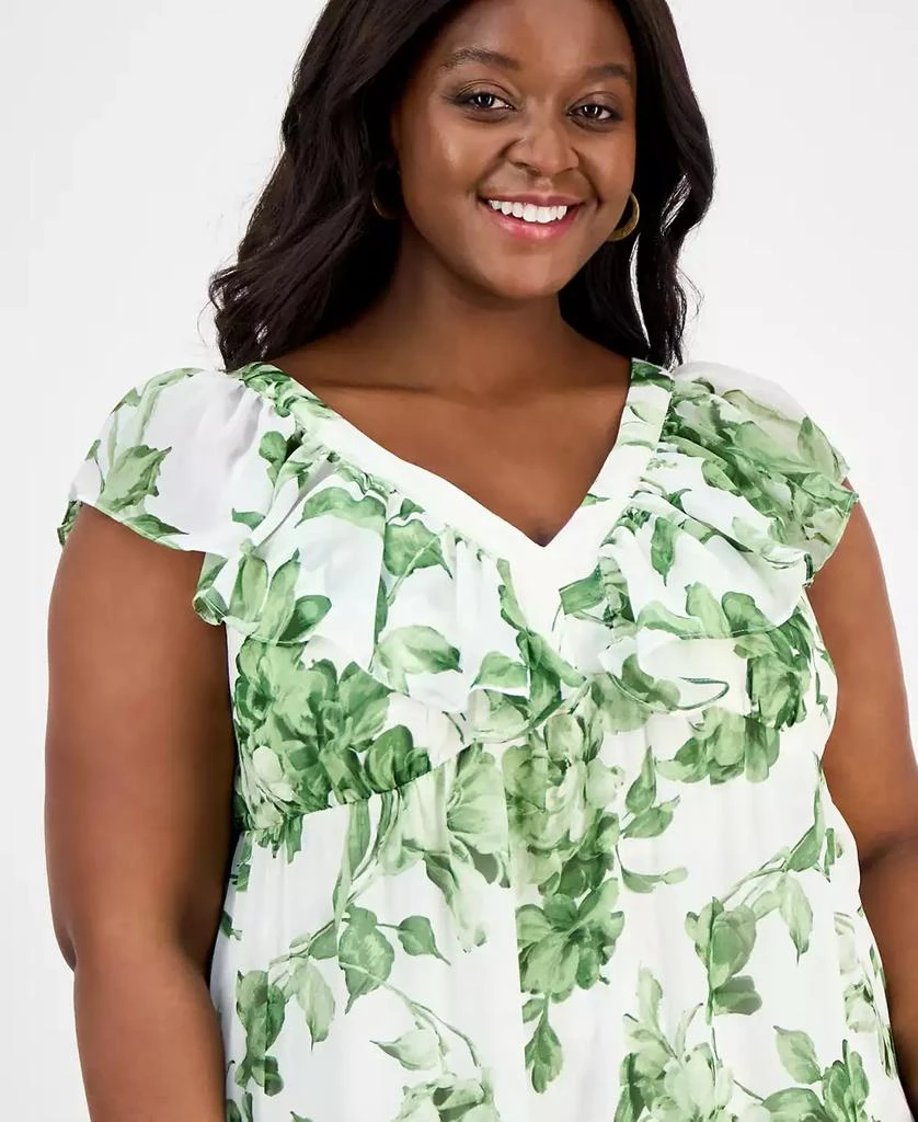 Taylor Plus Size Printed Chiffon Ruffle-Sleeve Maxi Dress 2