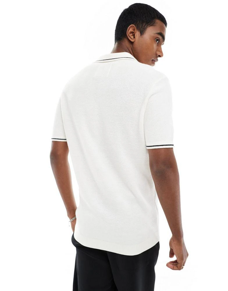HOLLISTER Hollister knitted polo with tipping in cream 4