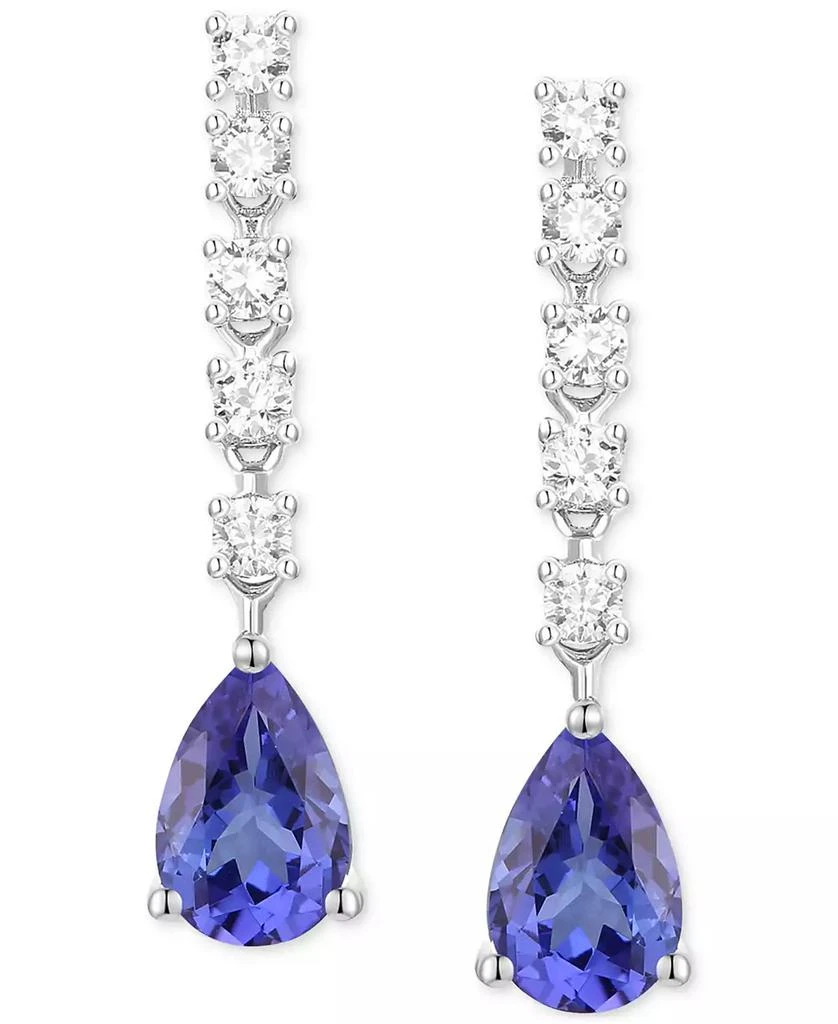 Macy's Tanzanite (3/4 ct. t.w.) & Diamond (1/5 ct. t.w.) Chain Pear Drop Earrings in 14k White Gold 3