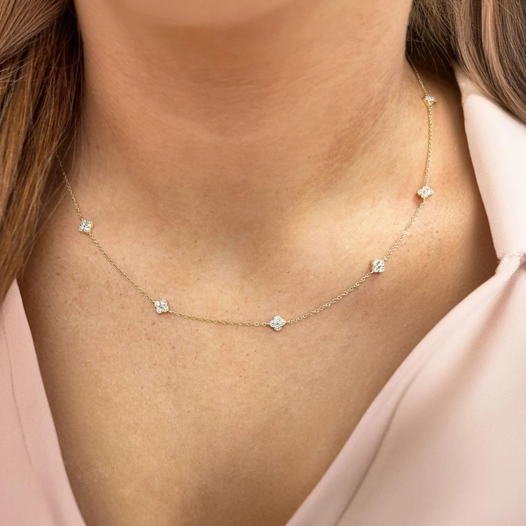The Lovery Diamond Clover Station Necklace 2