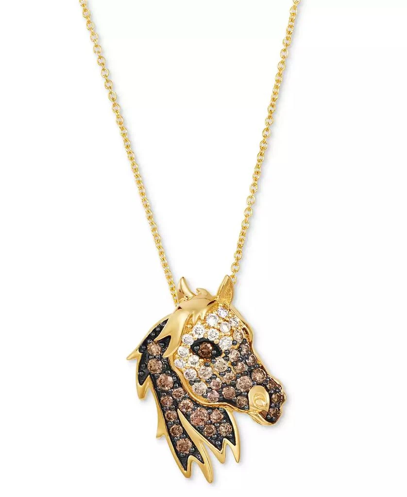 Le Vian Chocolate Ombré Diamond Horse Adjustable 20" Pendant Necklace (1/2 ct. t.w.) in 14k Gold 1