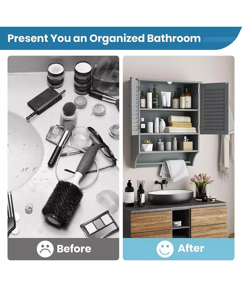 Volenca 2-Doors Bathroom Wall-Mounted Medicine Cabinet with Towel Bar 6