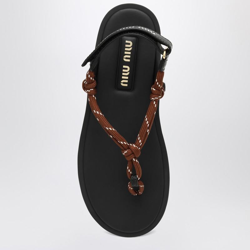 Miu Miu Tobacco-coloured Riviere sandal in rope and leather