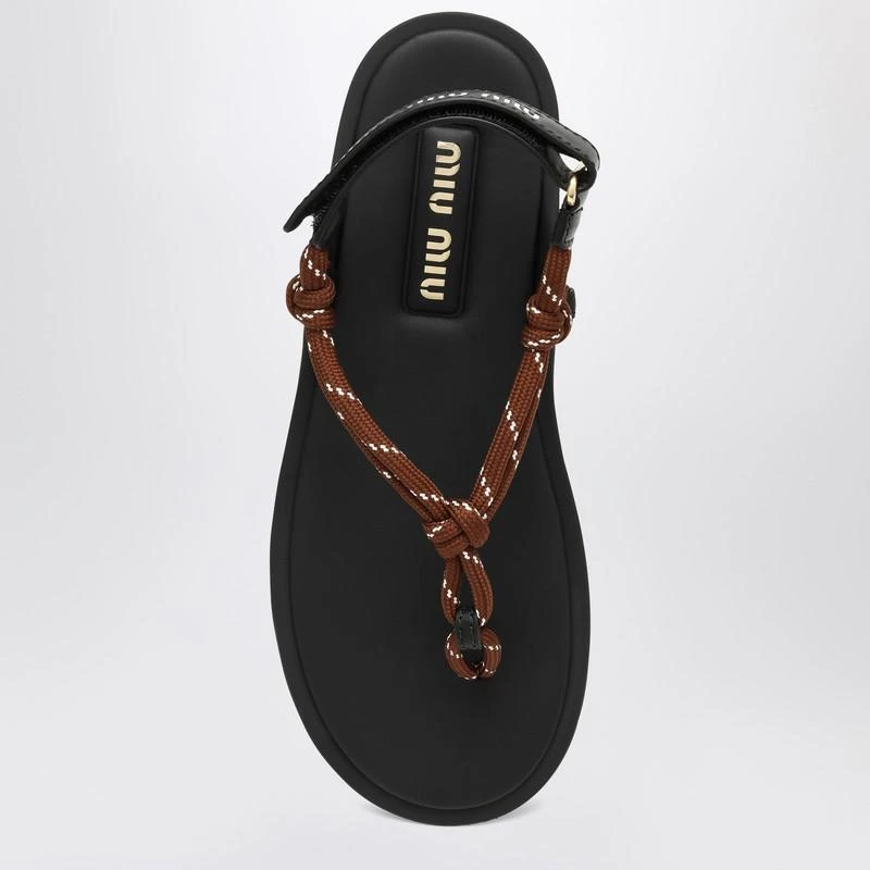 Miu Miu Tobacco-coloured Riviere sandal in rope and leather 3