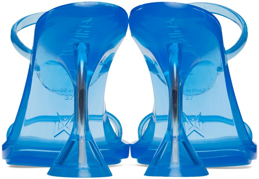 【関税込み】Amina Muaddi ブルー Brito Slipper ヒールサンダル Amina Muaddi Blue Brito Slipper Heeled Sandals - Slippers