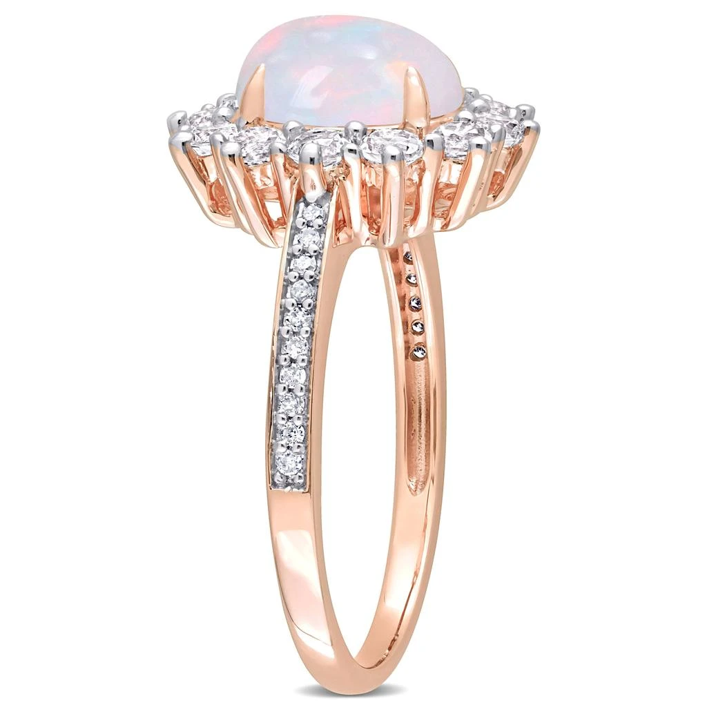 Mimi & Max 2 1/6 CT TGW Oval Shape Blue Ethiopian Opal and White Topaz and 1/10 CT TW Diamond  Halo Ring in Rose Plated Sterling Silver 2