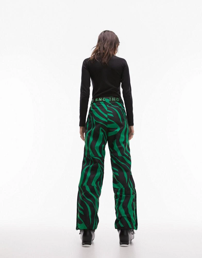 Topshop Topshop Sno straight leg ski trouser in green zebra print 7