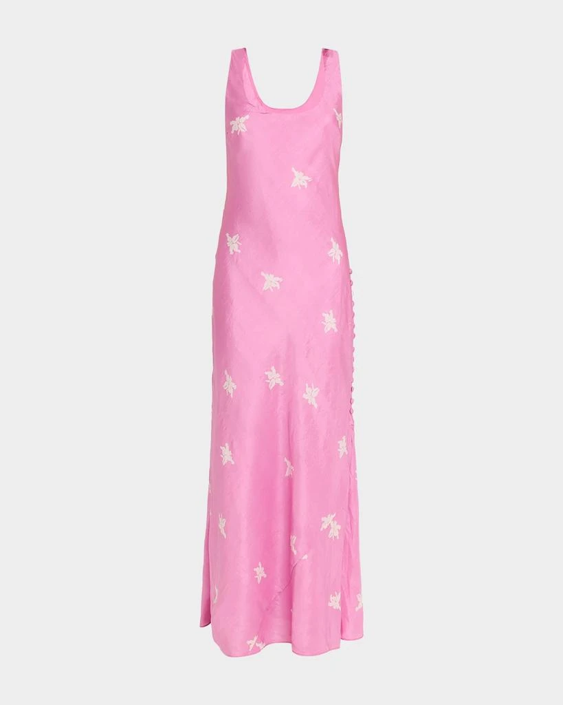 Alix of Bohemia Adele Silk Jasmine-Print Maxi Slip Dress