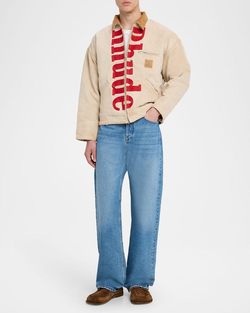 Rhude Men's Corduroy-Collar Logo Full-Zip Jacket