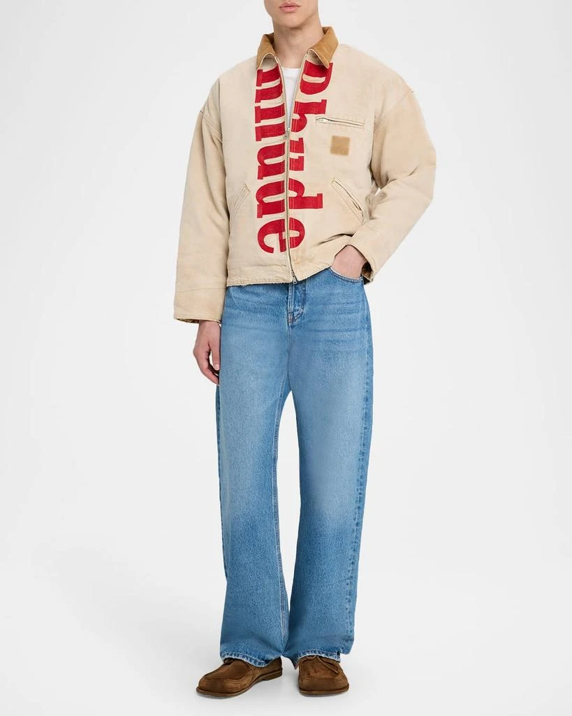 Rhude Men's Corduroy-Collar Logo Full-Zip Jacket 2