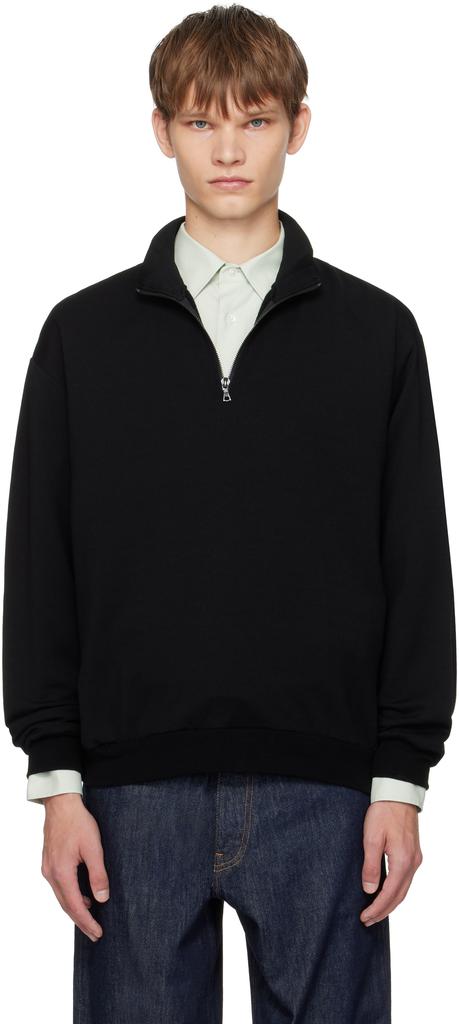 Shop Black Light Wool Sweat Half Zip Sweatshirt on Sale at