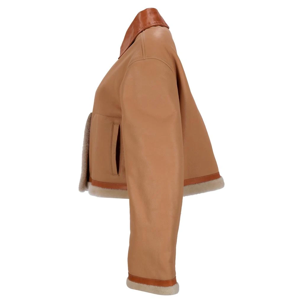 Jil Sander Fur Trim Jacket in Brown Leather 2