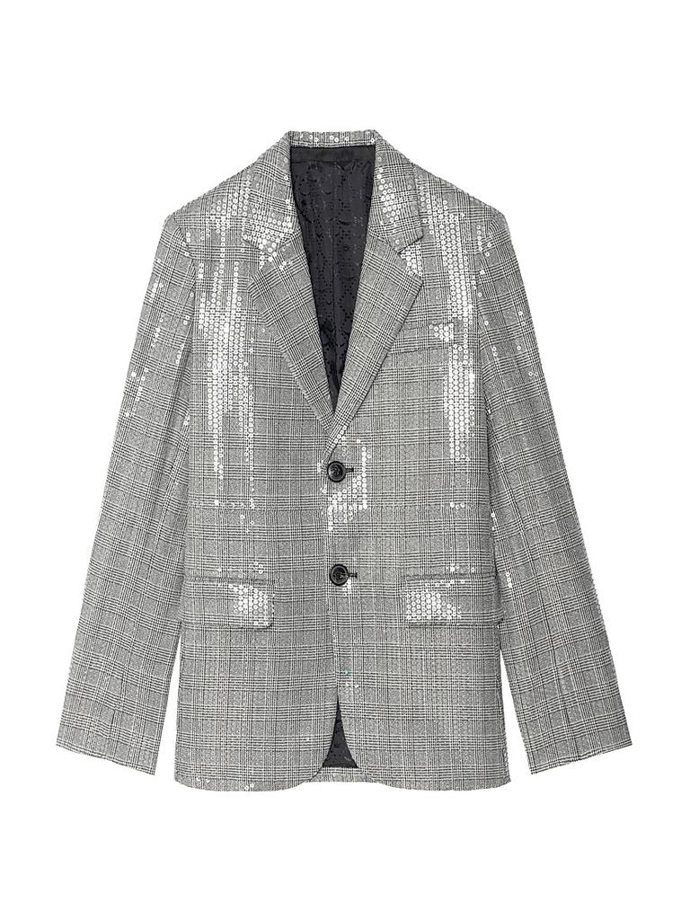 ZADIG & VOLTAIRE Vanille Car Sequined Plaid Blazer