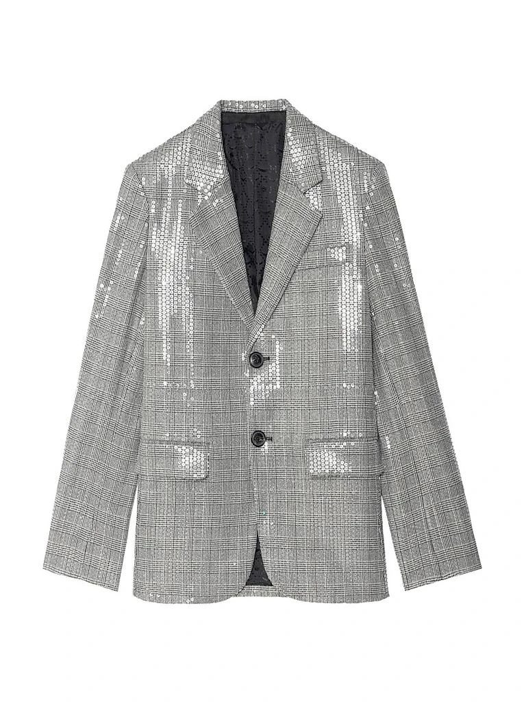 ZADIG & VOLTAIRE Vanille Car Sequined Plaid Blazer 1