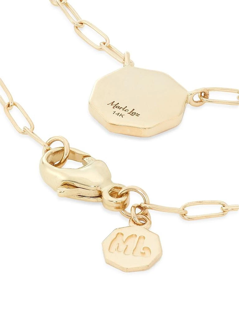 Marlo Laz Je Porte Bonheur 14K Yellow Gold, Citrine & Hot Pink Enamel Paper Clip Chain Necklace 3
