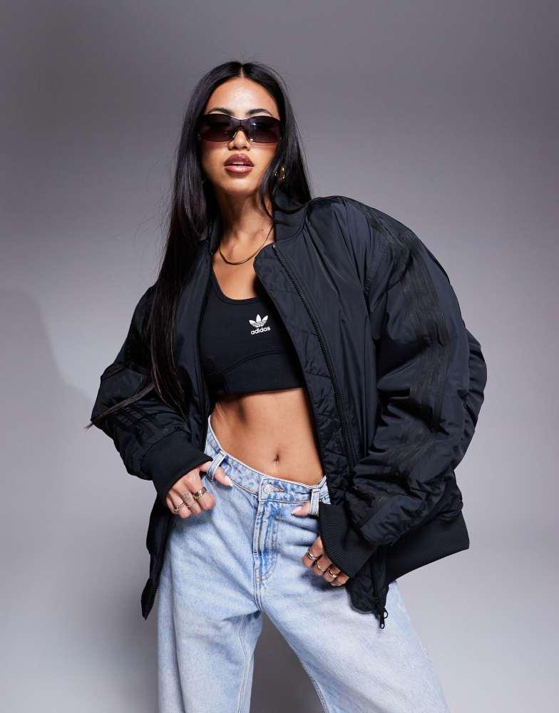 adidas Originals adidas Originals black bomber jacket in black Women s Jackets Free Shipping BeyondStyle